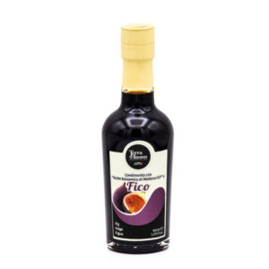 Colore: nero lucido, tipico dell’Aceto Balsamico di Modena IGP Olfatto: ha un profumo intenso e fruttato, con note agrodolci e profumo di fico Gusto: sapore fruttato piacevolmente dolce Densità: 1,30 circa Ingredienti: mosto d’uva cotto, aceto di vino, succo concentrato di mela, succo concentrato di Fichi (15%), Aceto Balsamico di Modena IGP (mosto d’uva cotto, aceto di vino) 10%, aroma. Contiene solfiti